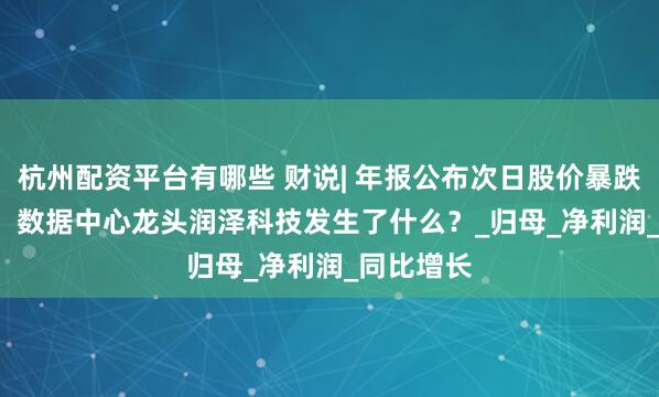 杭州配资平台有哪些 财说| 年报公布次日股价暴跌14.16%，数据中心龙头润泽科技发生了什么？_归母_净利润_同比增长